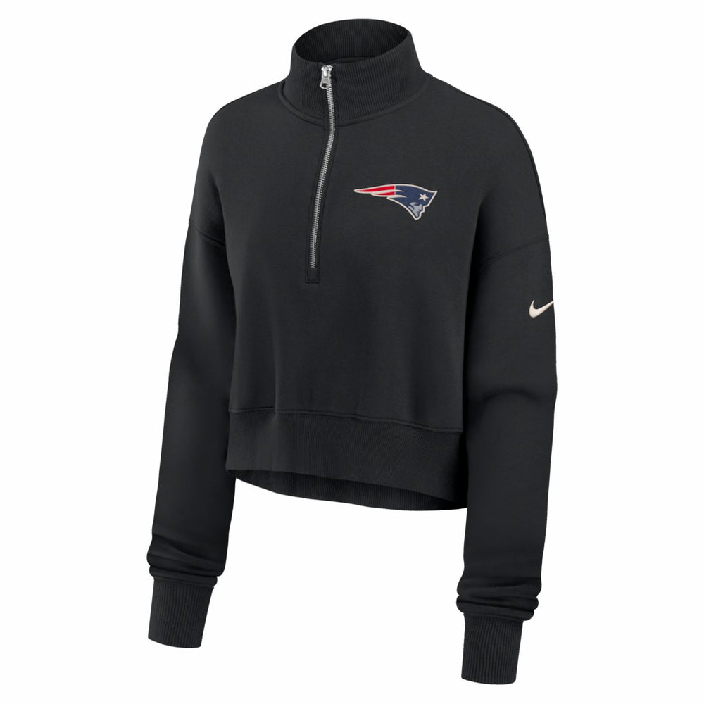 Nike New England Patriots Women's Legacy Phoenix Fleece Cropped Half-Zip Sweatshirt Black