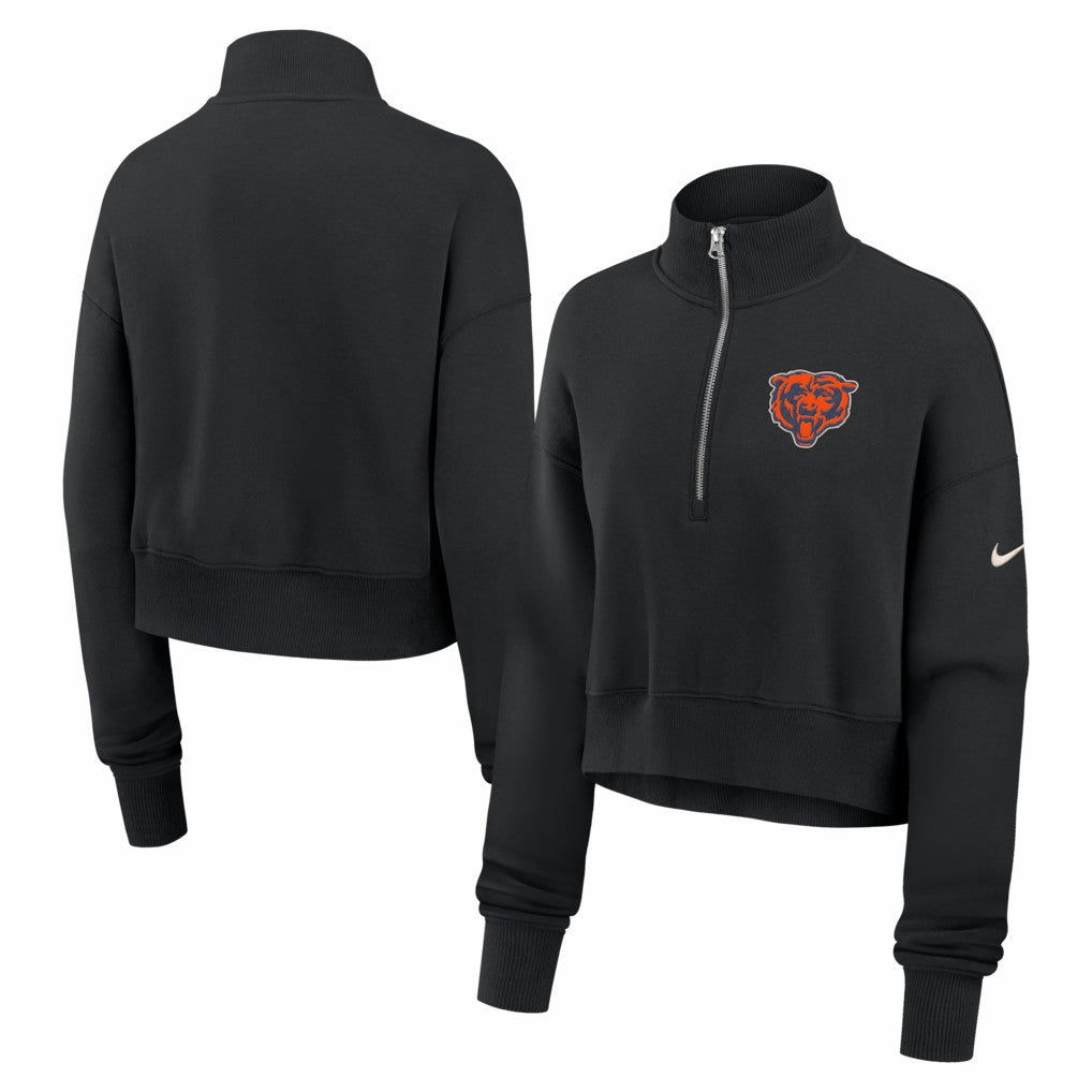 Nike Chicago Bears Women's Legacy Phoenix Fleece Cropped Half-Zip Sweatshirt Black