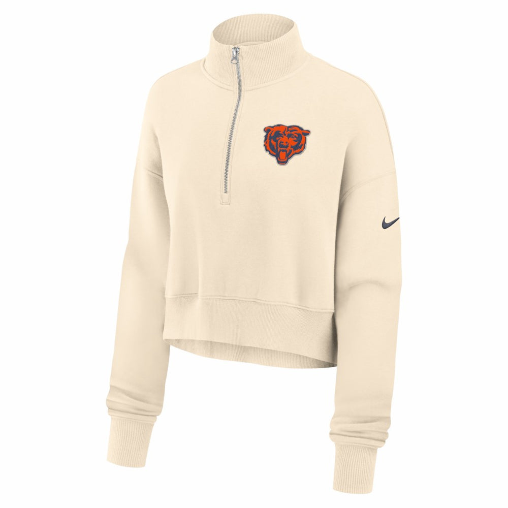 Nike Chicago Bears Women's Legacy Phoenix Fleece Cropped Half-Zip Sweatshirt Cream