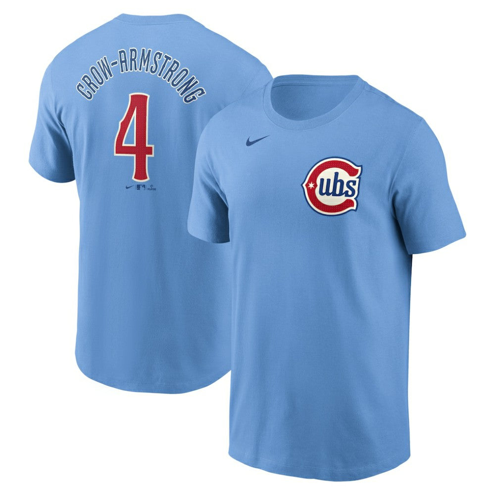 Pete Crow-Armstrong Chicago Cubs Nike Fuse Name & Number T-Shirt - Light Blue - Nike on Sale