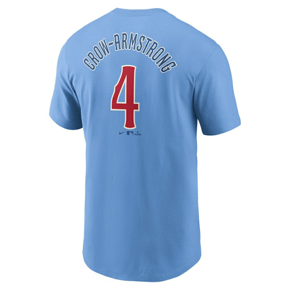Pete Crow-Armstrong Chicago Cubs Nike Fuse Name & Number T-Shirt - Light Blue - Nike on Sale