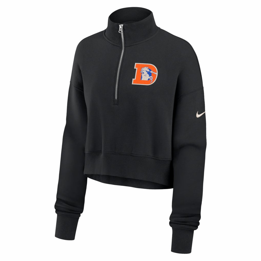 Nike Denver Broncos Women's Legacy Phoenix Fleece Cropped Half-Zip Sweatshirt Black