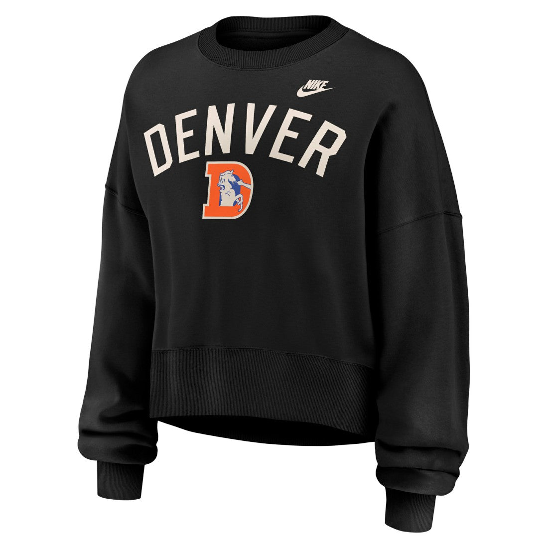 Nike Denver Broncos Women's Oversized High Hip Legacy Arch Phoenix Fleece Sweatshirt Black