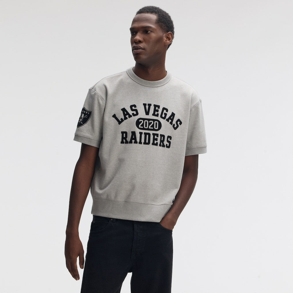 Fanatics Las Vegas Raiders IconicFleece Short Sleeve Sweatshirt Heather Gray
