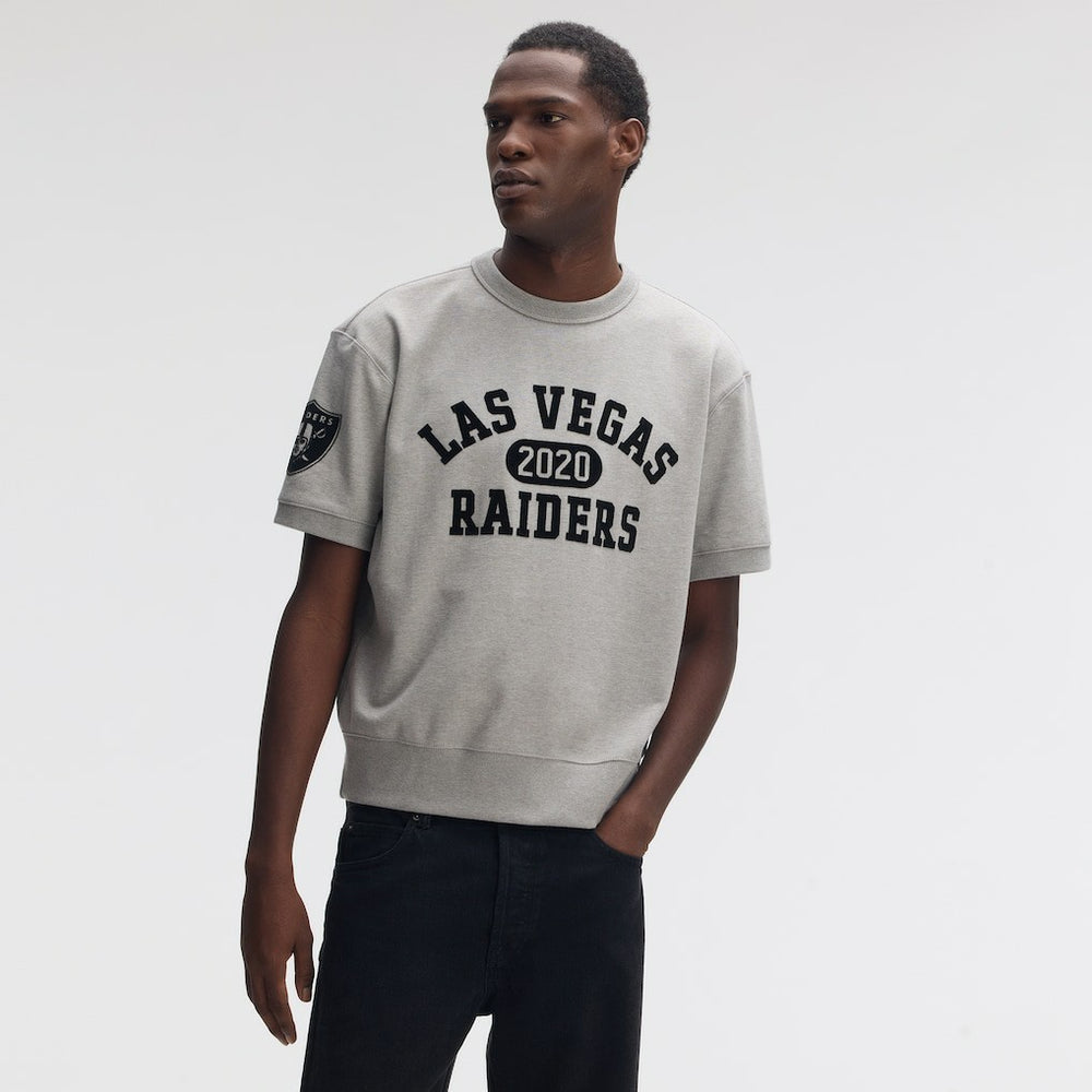 Fanatics Las Vegas Raiders IconicFleece Short Sleeve Sweatshirt Heather Gray