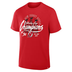New Jersey Devils Fanatics 3x Stanley Cup Champions T-Shirt - Red - NHL 2001634911