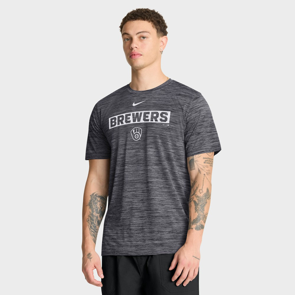 Milwaukee Brewers Nike Velocity Dri-FIT T-Shirt - Black - Nike Sale