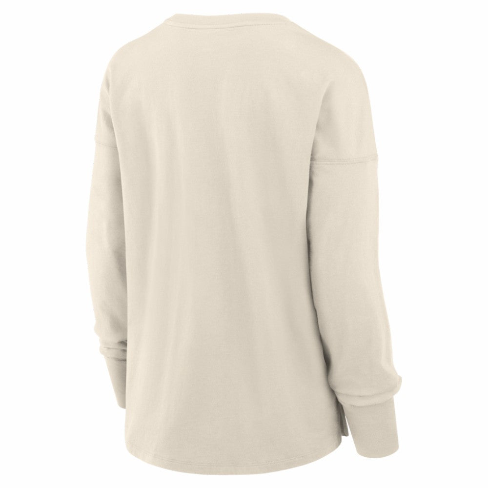 Boston Bruins Fanatics Women's Distressed Logo Long Sleeve T-Shirt - Cream - NHL 2001639165