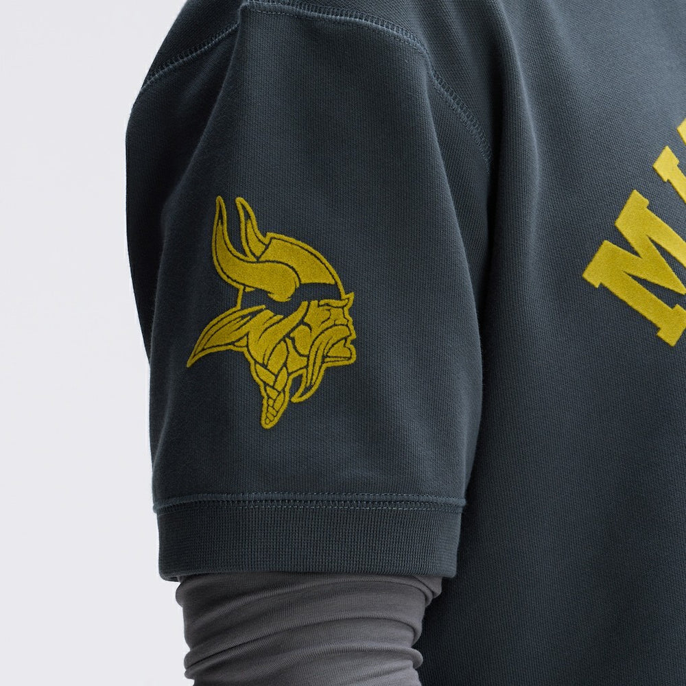 Fanatics Minnesota Vikings IconicFleece Short Sleeve Sweatshirt Charcoal