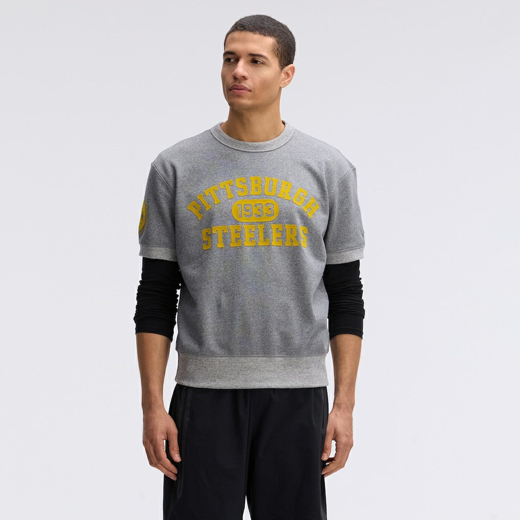 Fanatics Pittsburgh Steelers IconicFleece Short Sleeve Sweatshirt Athletic Heather Gray