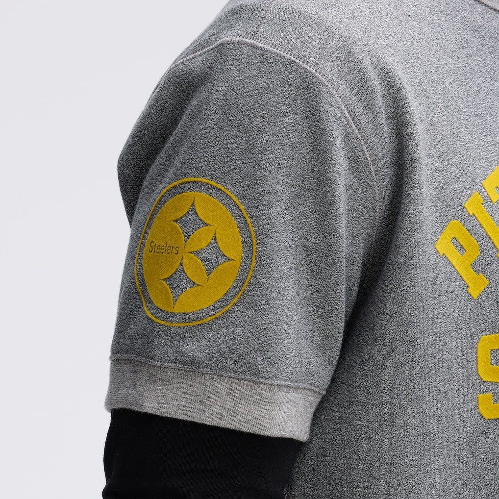 Fanatics Pittsburgh Steelers IconicFleece Short Sleeve Sweatshirt Athletic Heather Gray