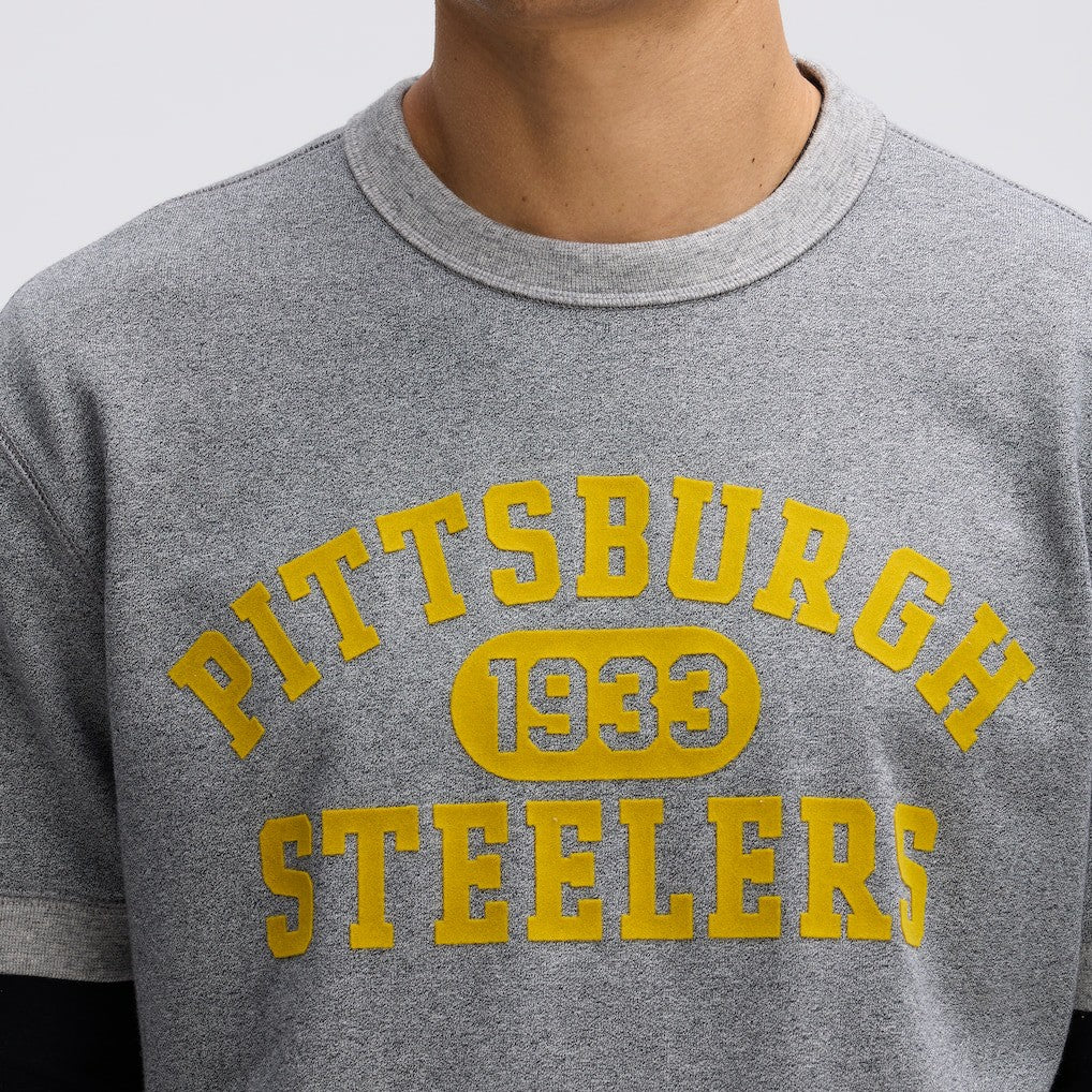Fanatics Pittsburgh Steelers IconicFleece Short Sleeve Sweatshirt Athletic Heather Gray