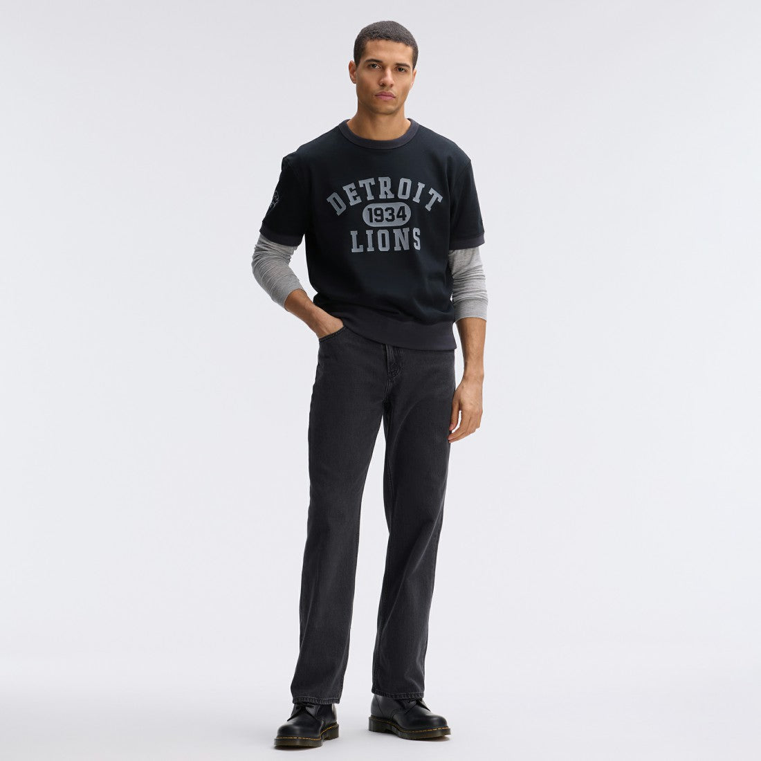 Fanatics Detroit Lions IconicFleece Short Sleeve Sweatshirt Black