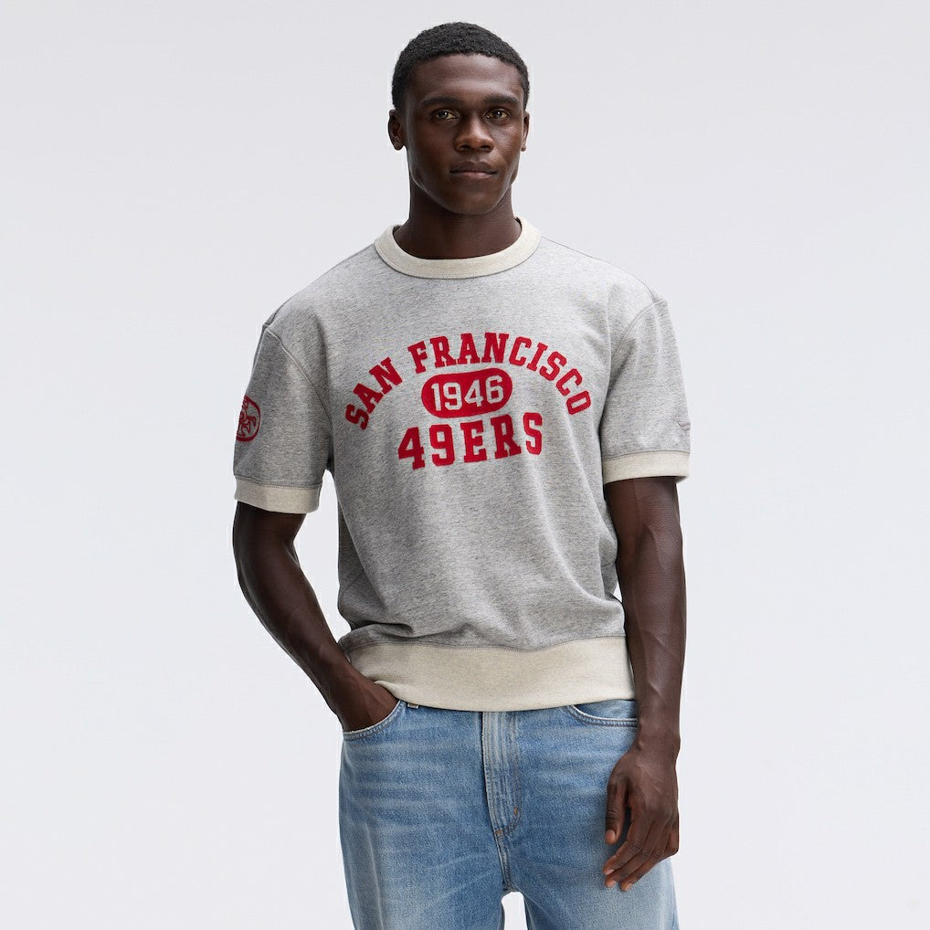 Fanatics San Francisco 49ers IconicFleece Short Sleeve Sweatshirt Heather Gray