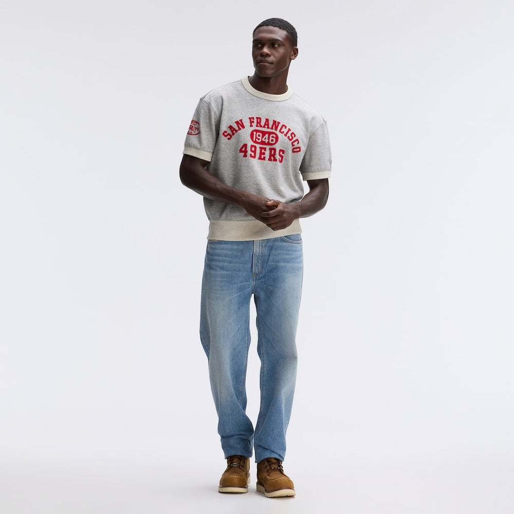 Fanatics San Francisco 49ers IconicFleece Short Sleeve Sweatshirt Heather Gray