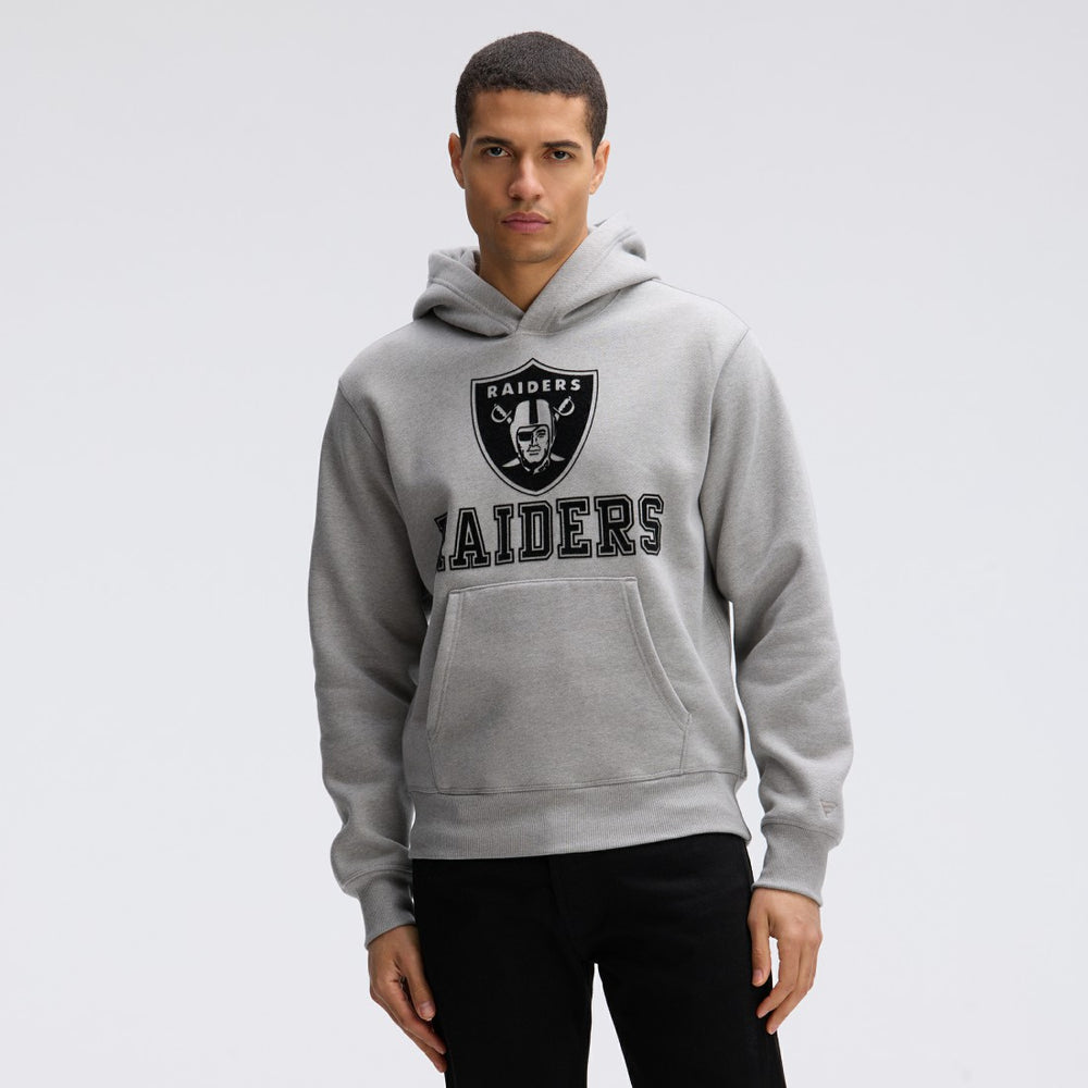 Fanatics Las Vegas Raiders IconicFleece Flocked Hoodie Heather Gray
