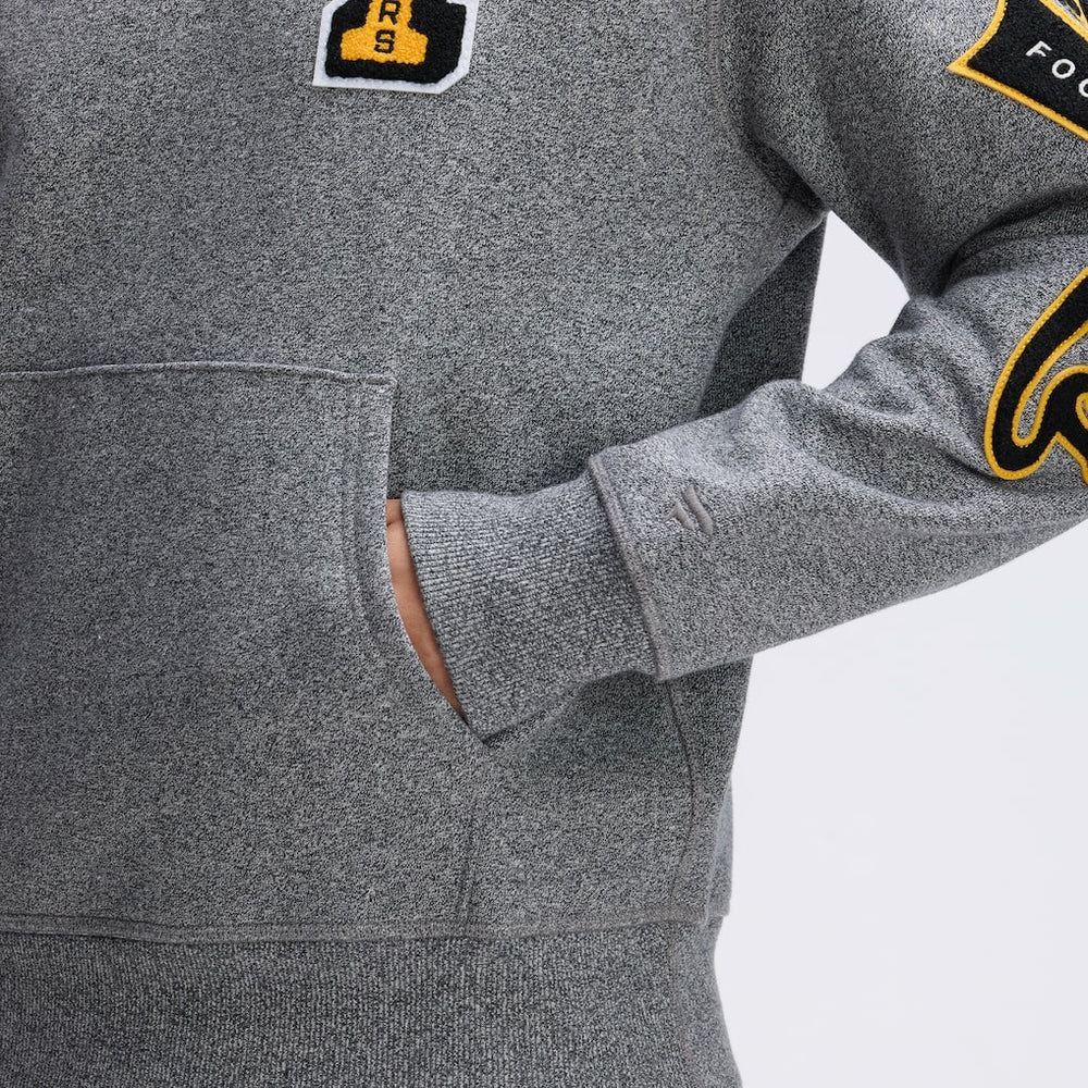Fanatics Pittsburgh Steelers IconicFleece Letterman Hoodie Athletic Heather Gray