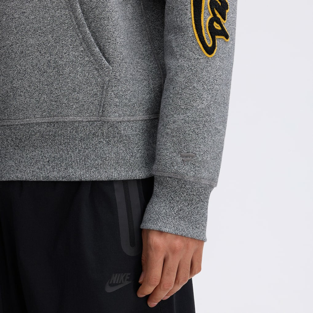 Fanatics Pittsburgh Steelers IconicFleece Letterman Hoodie Athletic Heather Gray