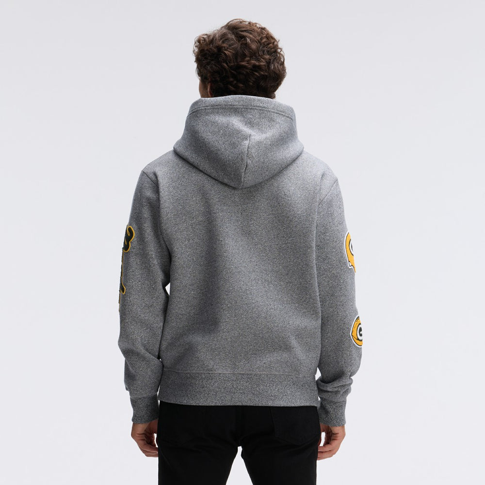 Fanatics Green Bay Packers IconicFleece Letterman Hoodie Athletic Heather Gray