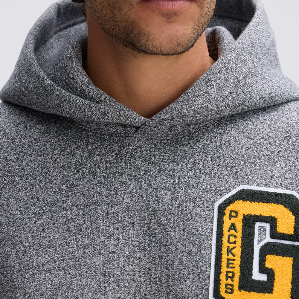 Fanatics Green Bay Packers IconicFleece Letterman Hoodie Athletic Heather Gray