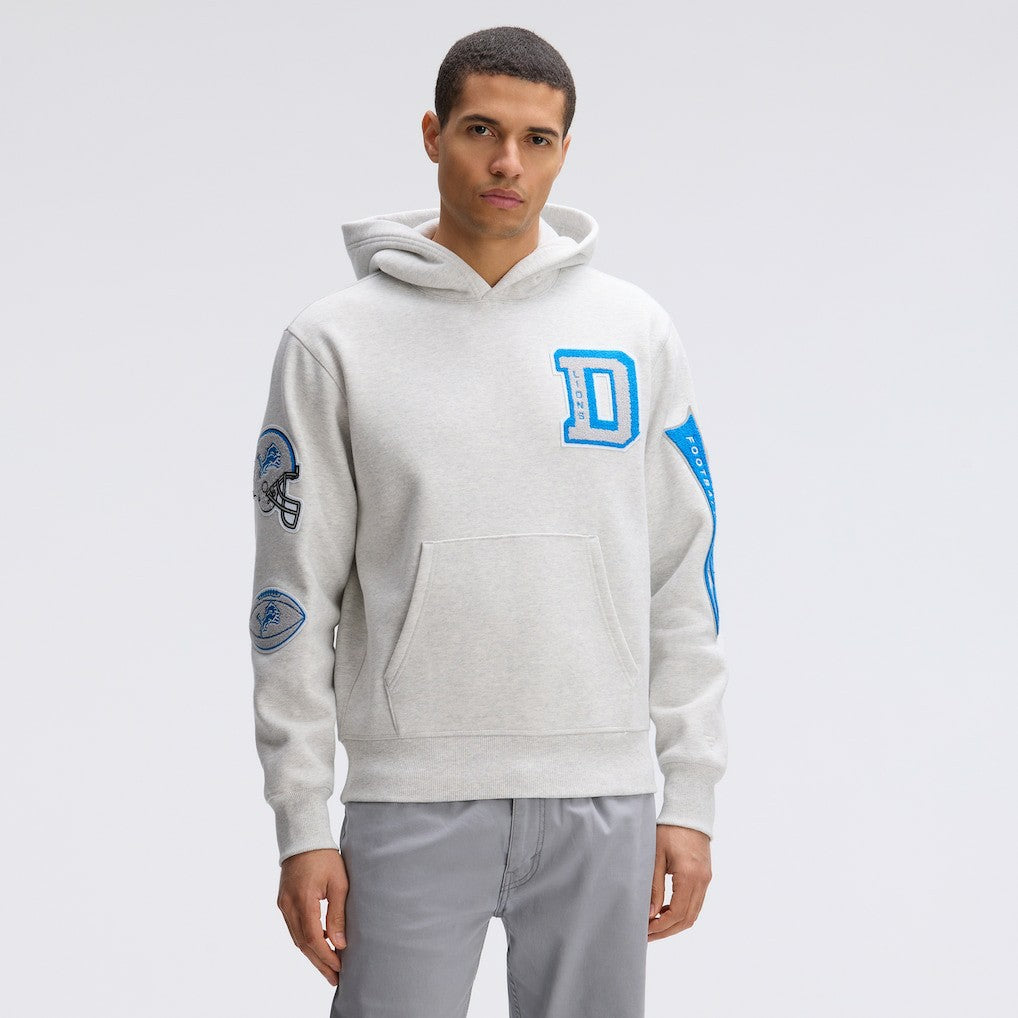 Fanatics Detroit Lions IconicFleece Letterman Hoodie Heather Gray