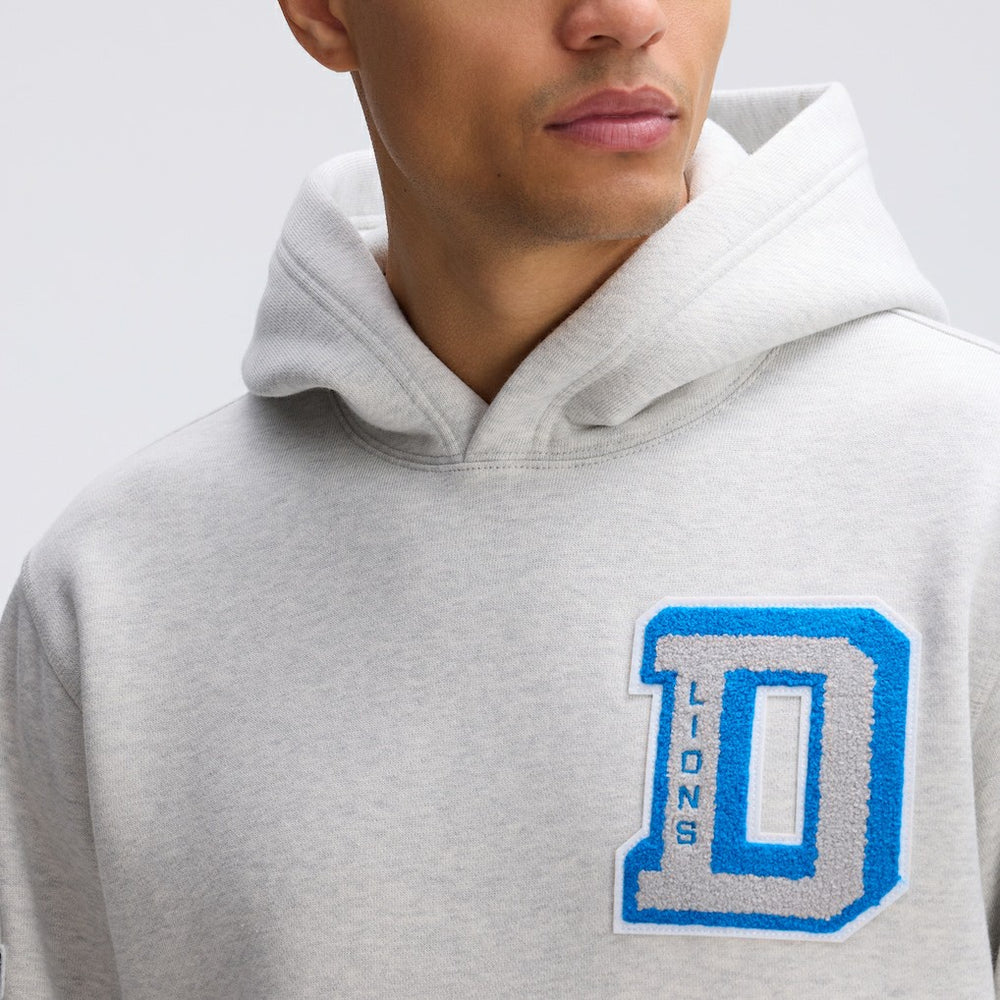 Fanatics Detroit Lions IconicFleece Letterman Hoodie Heather Gray