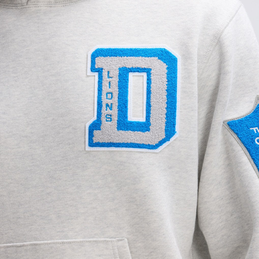 Fanatics Detroit Lions IconicFleece Letterman Hoodie Heather Gray