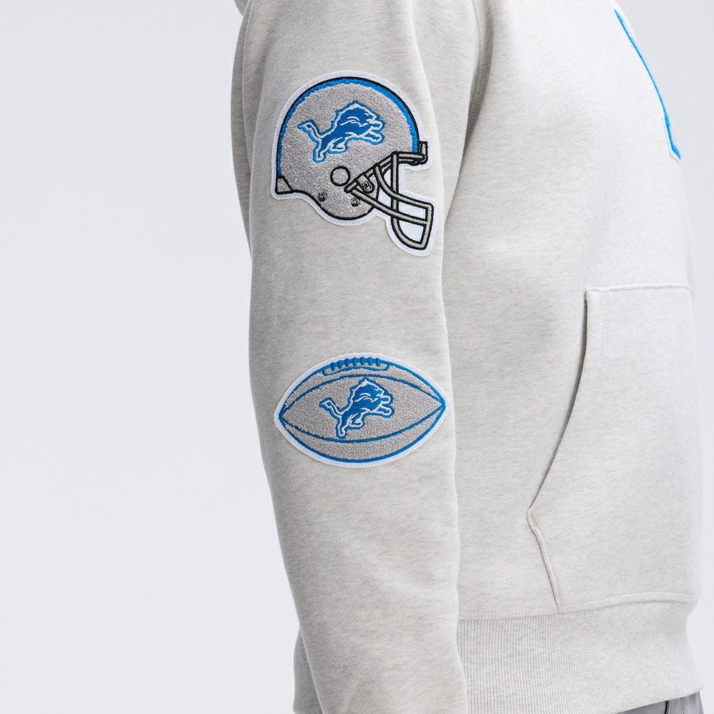 Fanatics Detroit Lions IconicFleece Letterman Hoodie Heather Gray