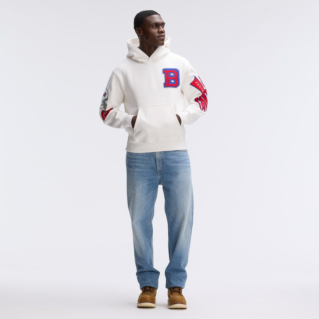 Fanatics Buffalo Bills IconicFleece Letterman Hoodie Oatmeal