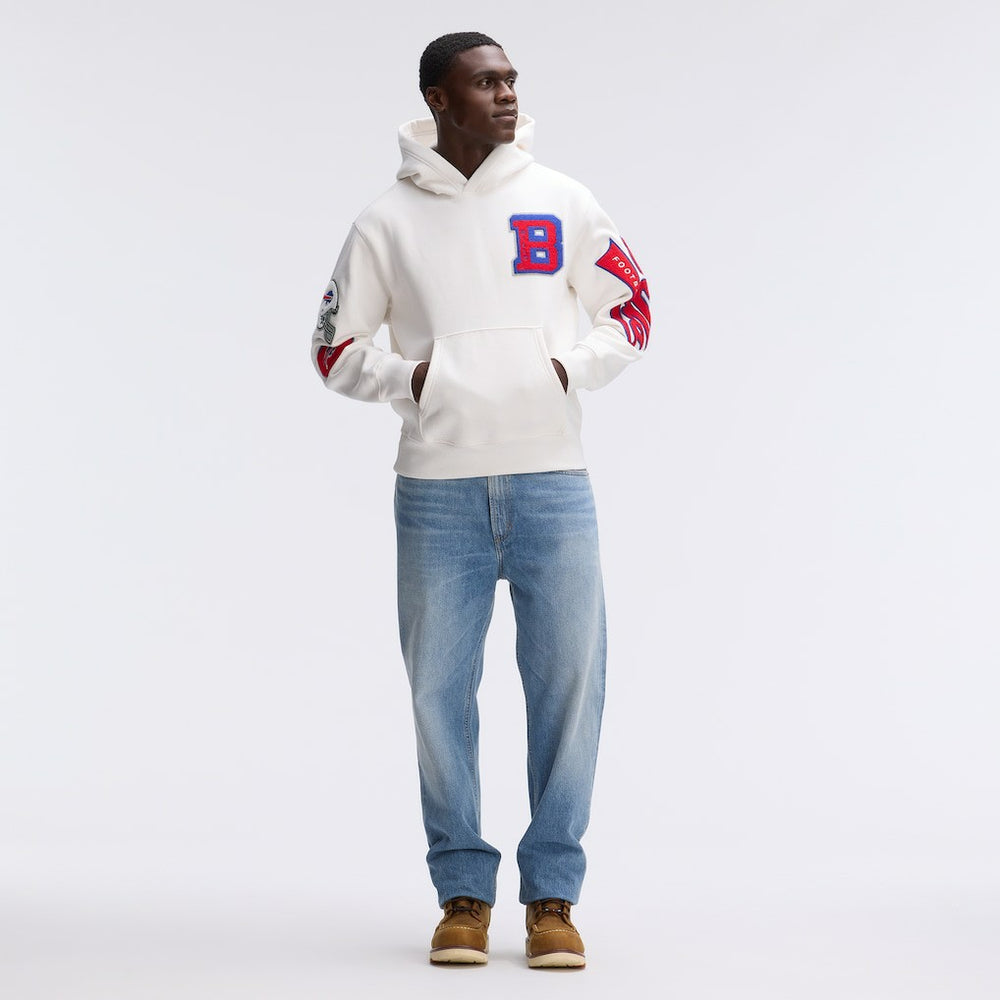 Fanatics Buffalo Bills IconicFleece Letterman Hoodie Oatmeal