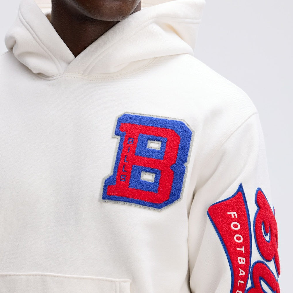 Fanatics Buffalo Bills IconicFleece Letterman Hoodie Oatmeal