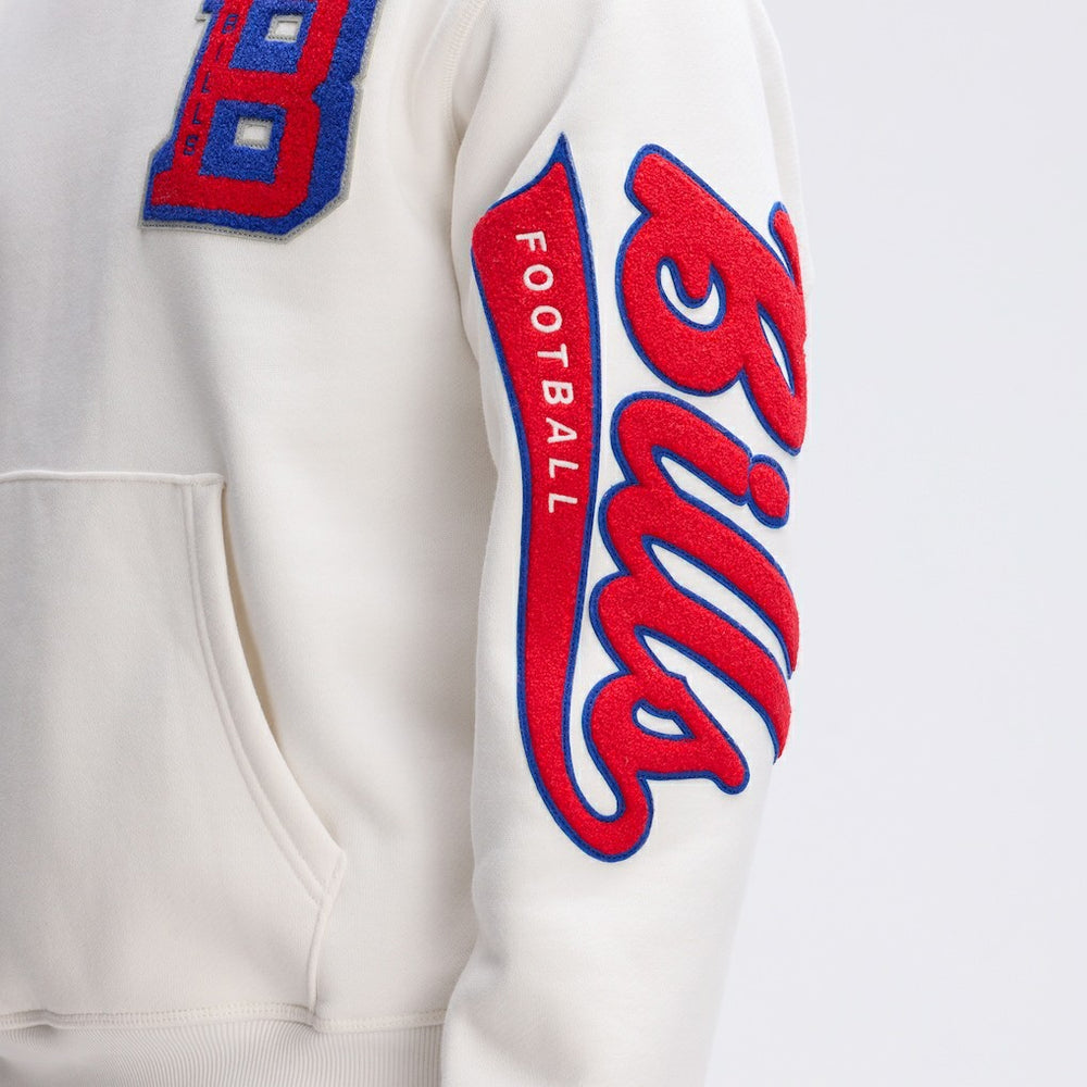 Fanatics Buffalo Bills IconicFleece Letterman Hoodie Oatmeal