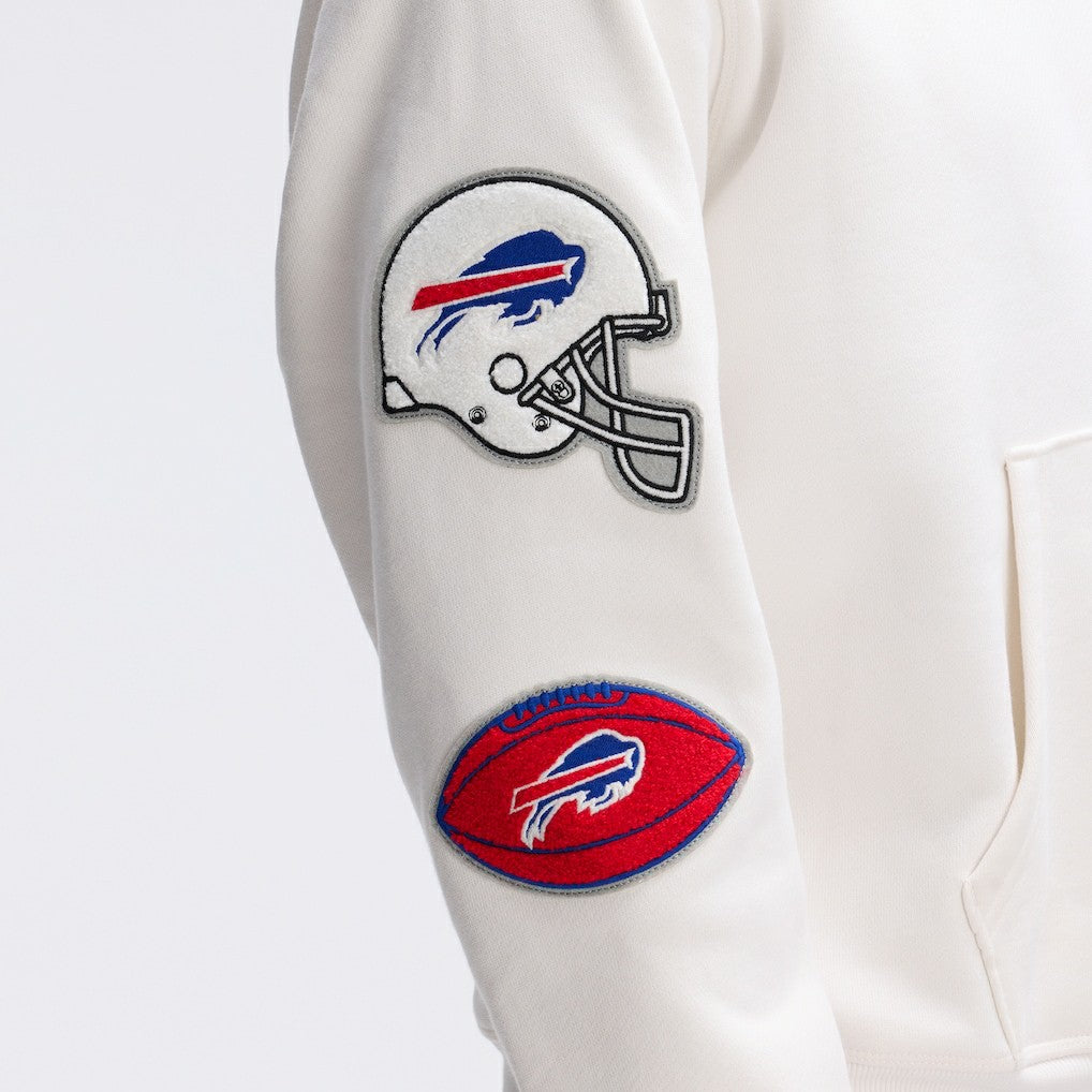 Fanatics Buffalo Bills IconicFleece Letterman Hoodie Oatmeal