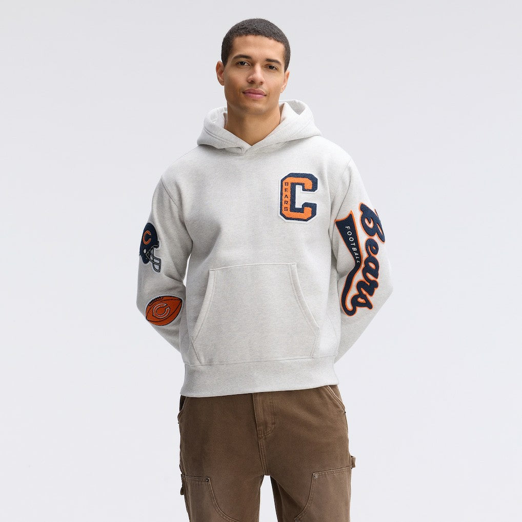 Fanatics Chicago Bears IconicFleece Letterman Hoodie Heather Gray