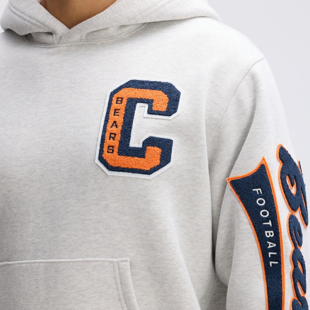 Fanatics Chicago Bears IconicFleece Letterman Hoodie Heather Gray