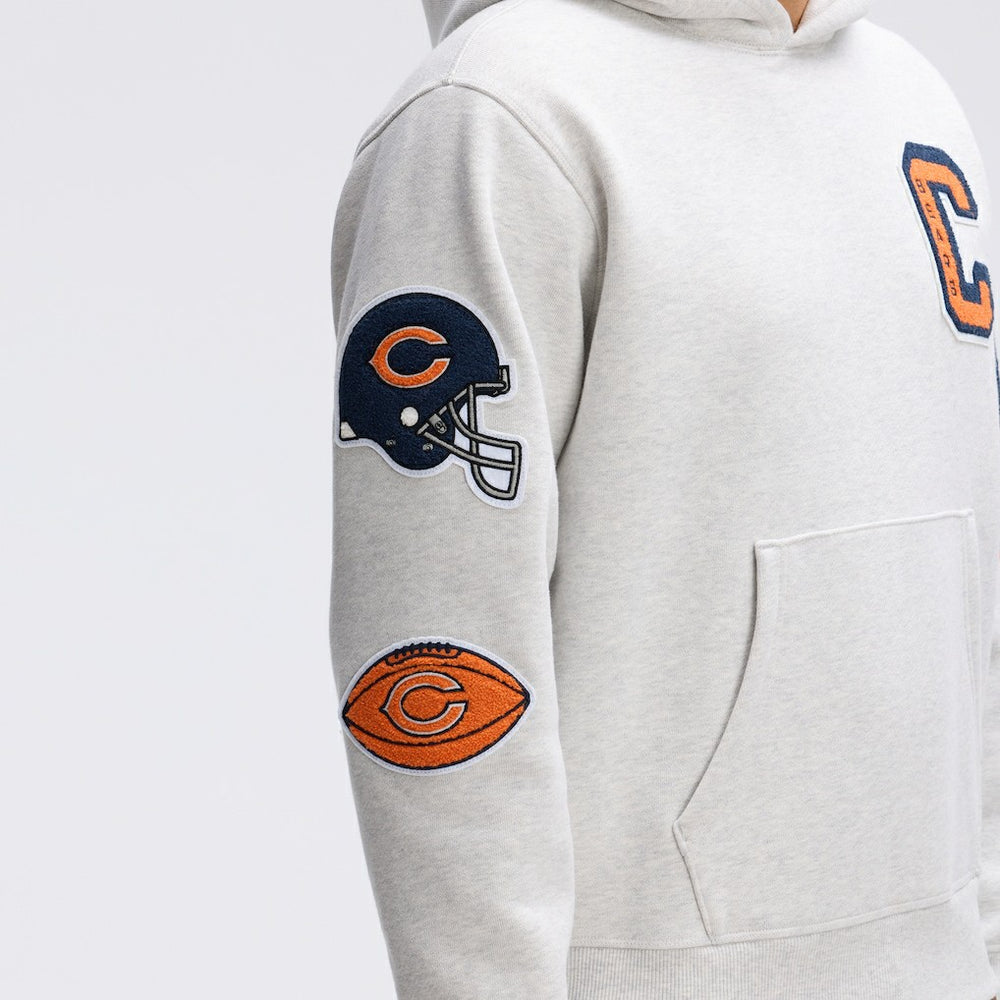 Fanatics Chicago Bears IconicFleece Letterman Hoodie Heather Gray
