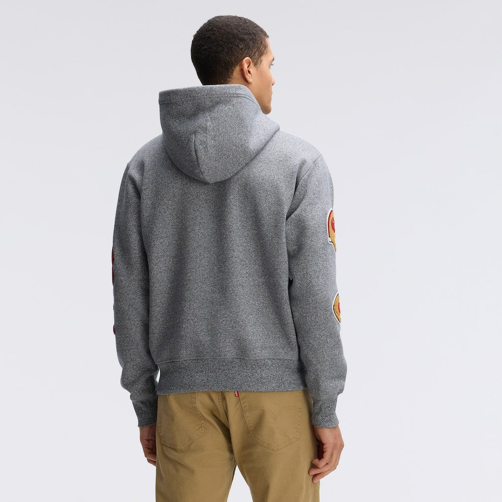 Fanatics San Francisco 49ers IconicFleece Letterman Hoodie Athletic Heather Gray
