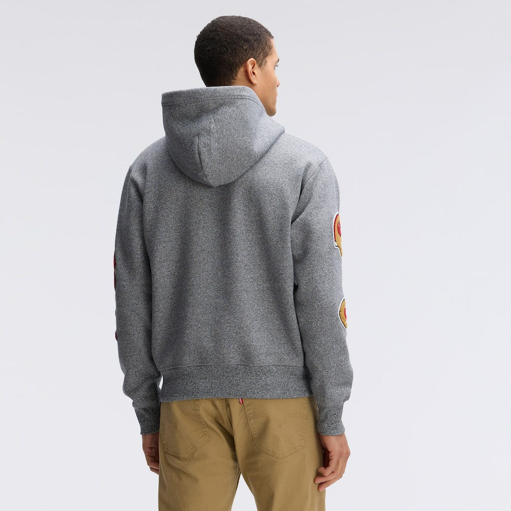 Fanatics San Francisco 49ers IconicFleece Letterman Hoodie Athletic Heather Gray