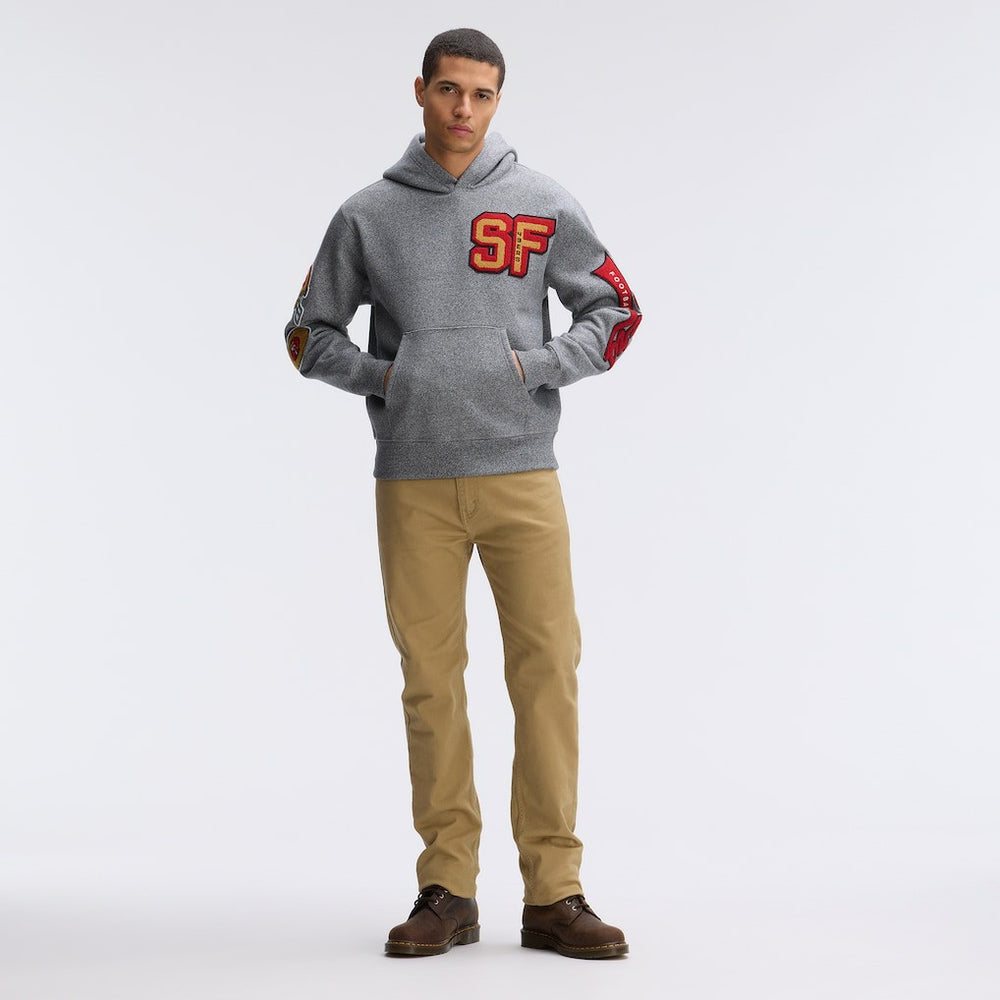 Fanatics San Francisco 49ers IconicFleece Letterman Hoodie Athletic Heather Gray