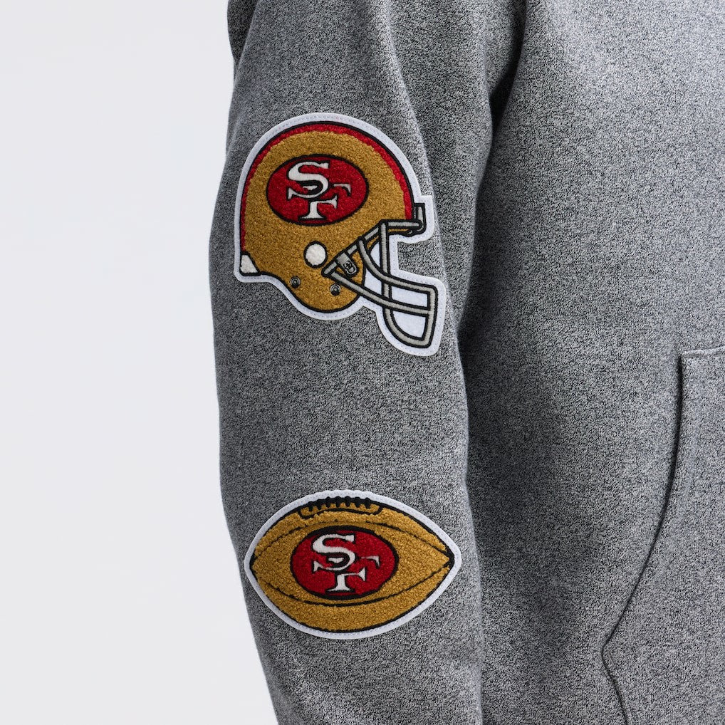 Fanatics San Francisco 49ers IconicFleece Letterman Hoodie Athletic Heather Gray
