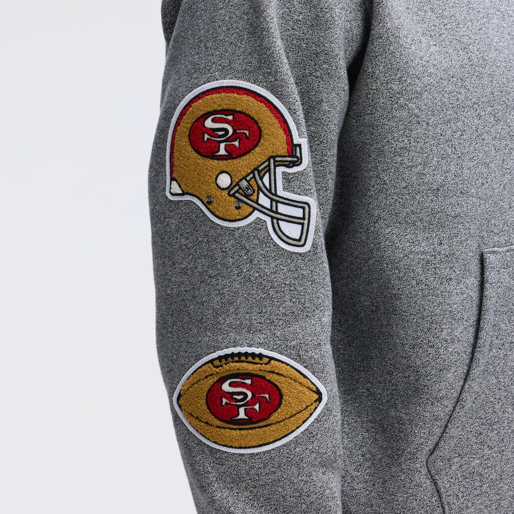 Fanatics San Francisco 49ers IconicFleece Letterman Hoodie Athletic Heather Gray
