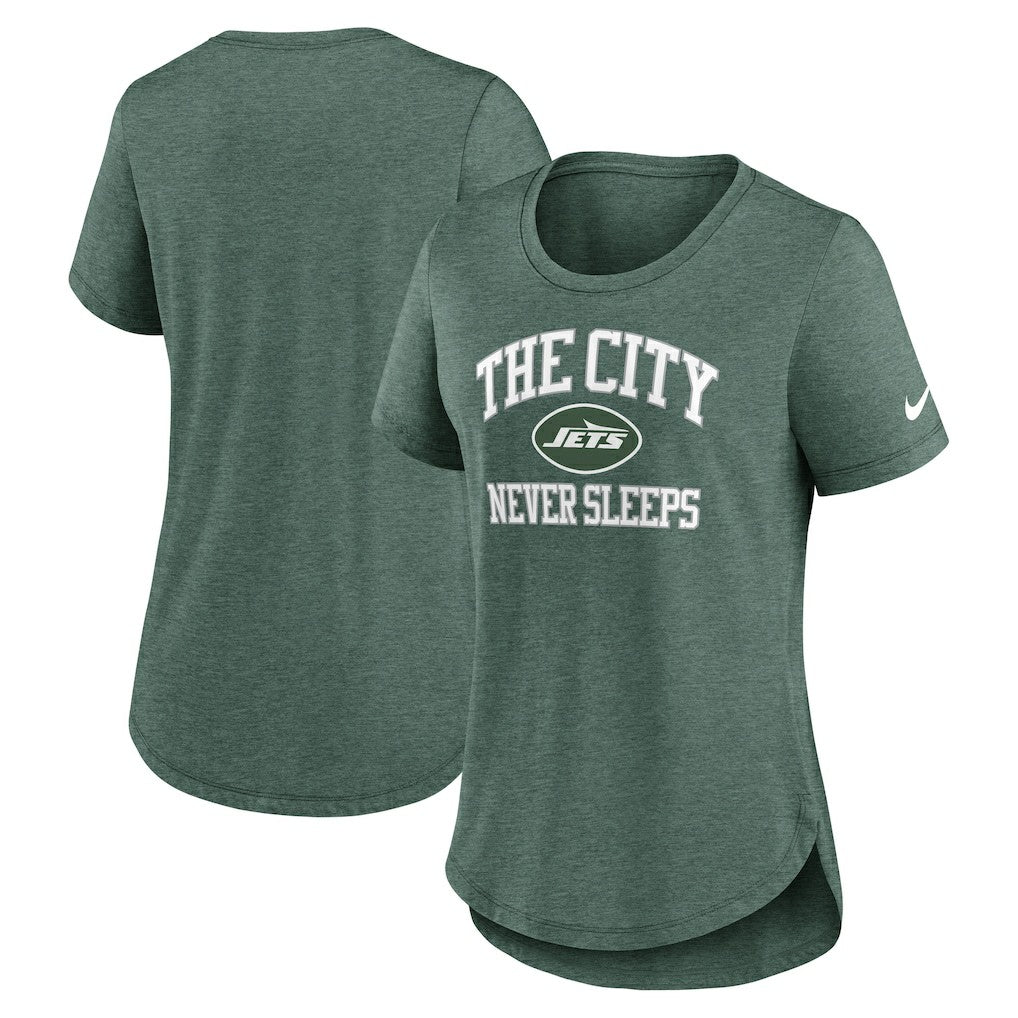 Nike New York Jets Women's The City Never Sleeps Tri-Blend T-Shirt Heather Green