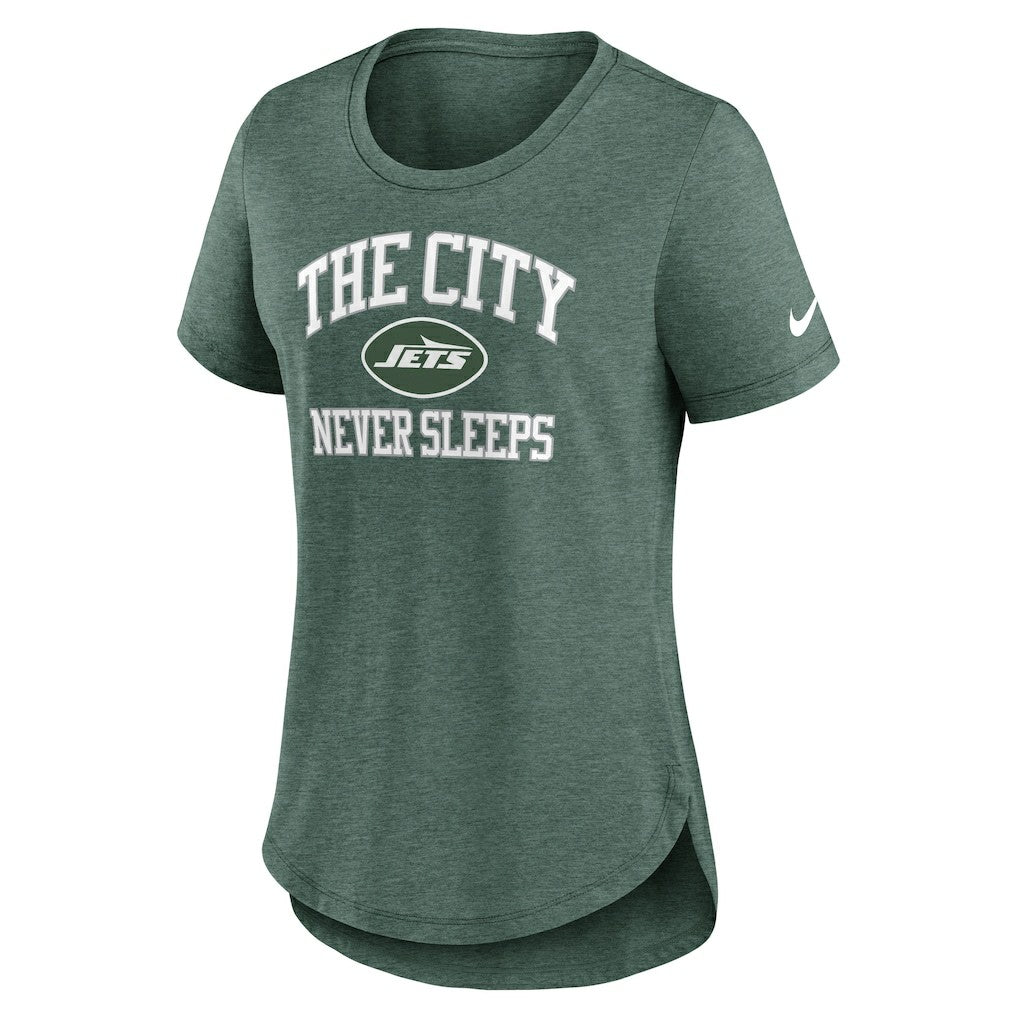 Nike New York Jets Women's The City Never Sleeps Tri-Blend T-Shirt Heather Green