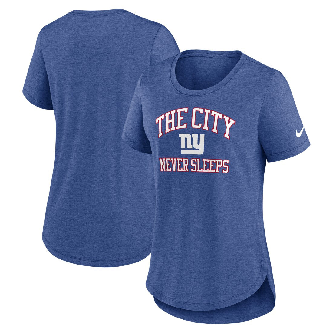 Nike New York Giants Women's The City Never Sleeps Tri-Blend T-Shirt Heather Blue