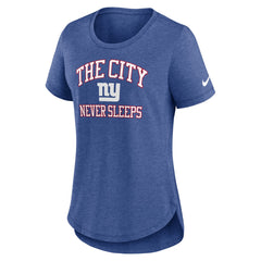 Nike New York Giants Women's The City Never Sleeps Tri-Blend T-Shirt Heather Blue