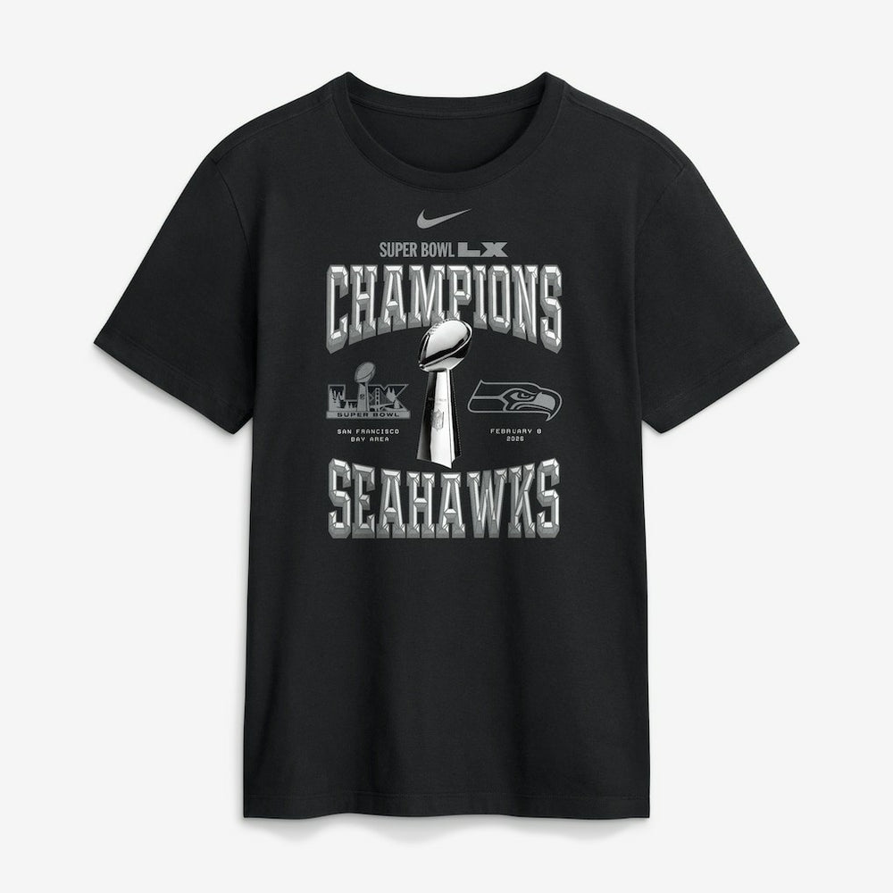 Nike Seattle Seahawks Super Bowl LX Champions Locker Room Trophy Collection Replica T-Shirt Black
