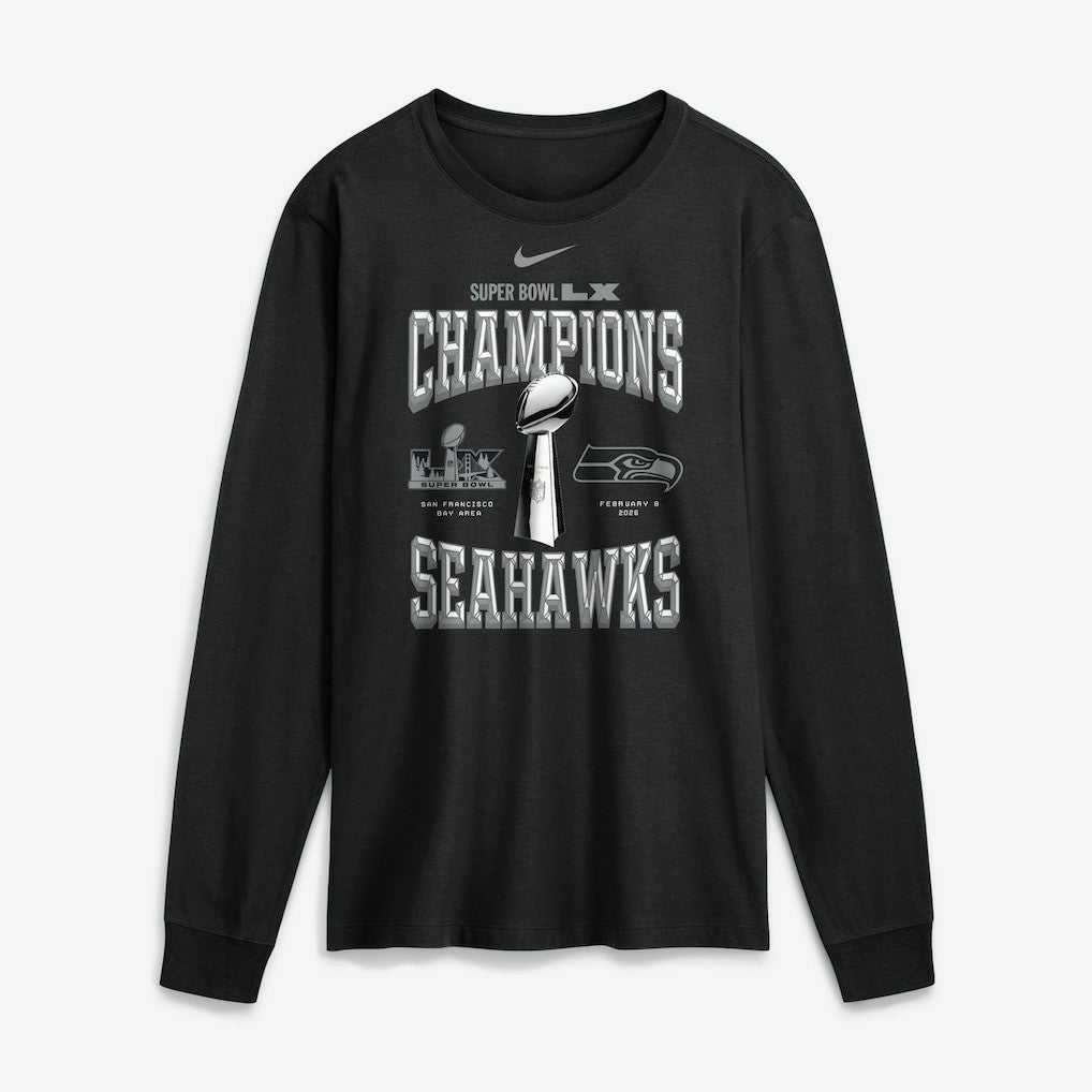 Nike Seattle Seahawks Super Bowl LX Champions Locker Room Trophy Collection Long Sleeve T-Shirt Black