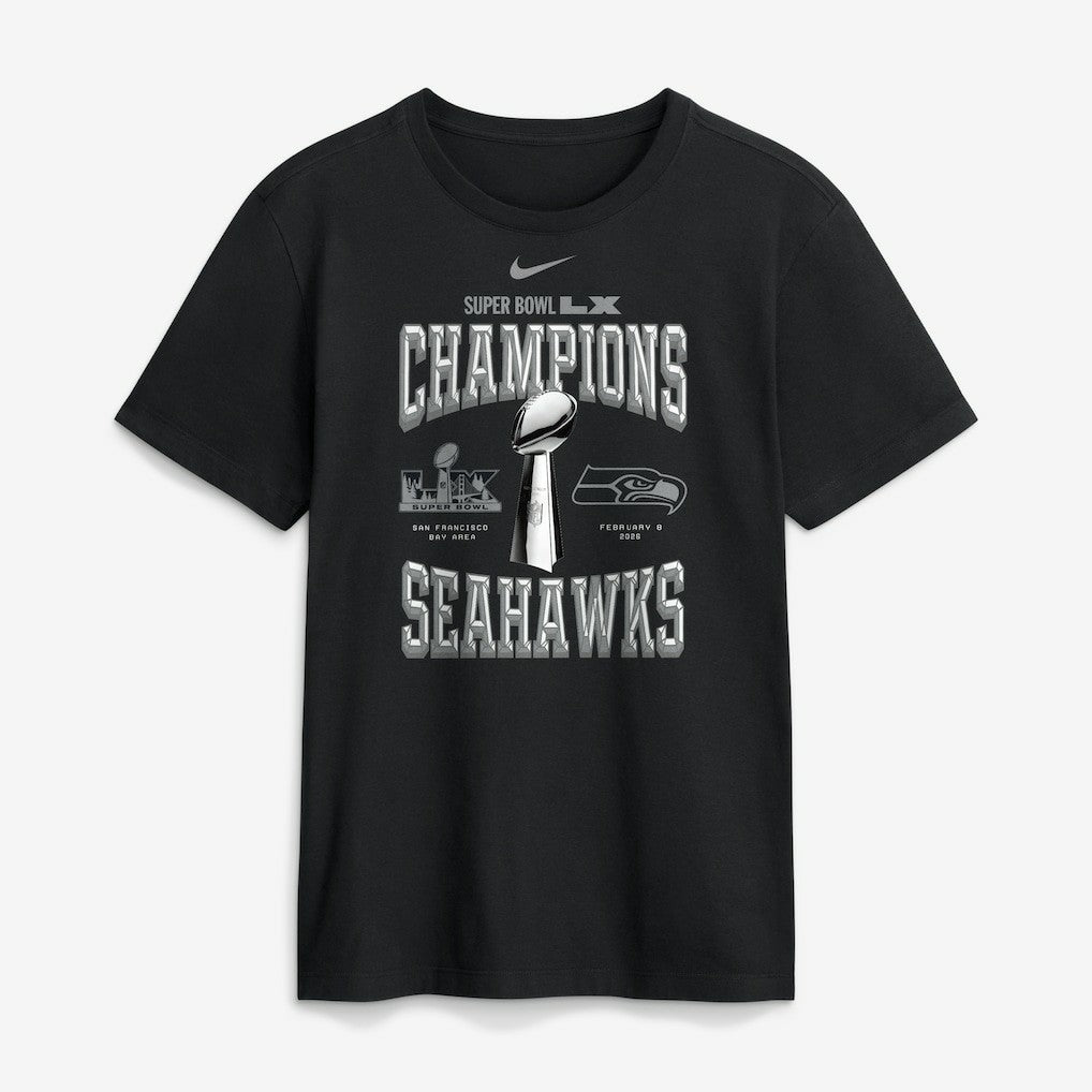 Nike Seattle Seahawks Super Bowl LX Champions Locker Room Trophy Collection Replica Tall T-Shirt Black