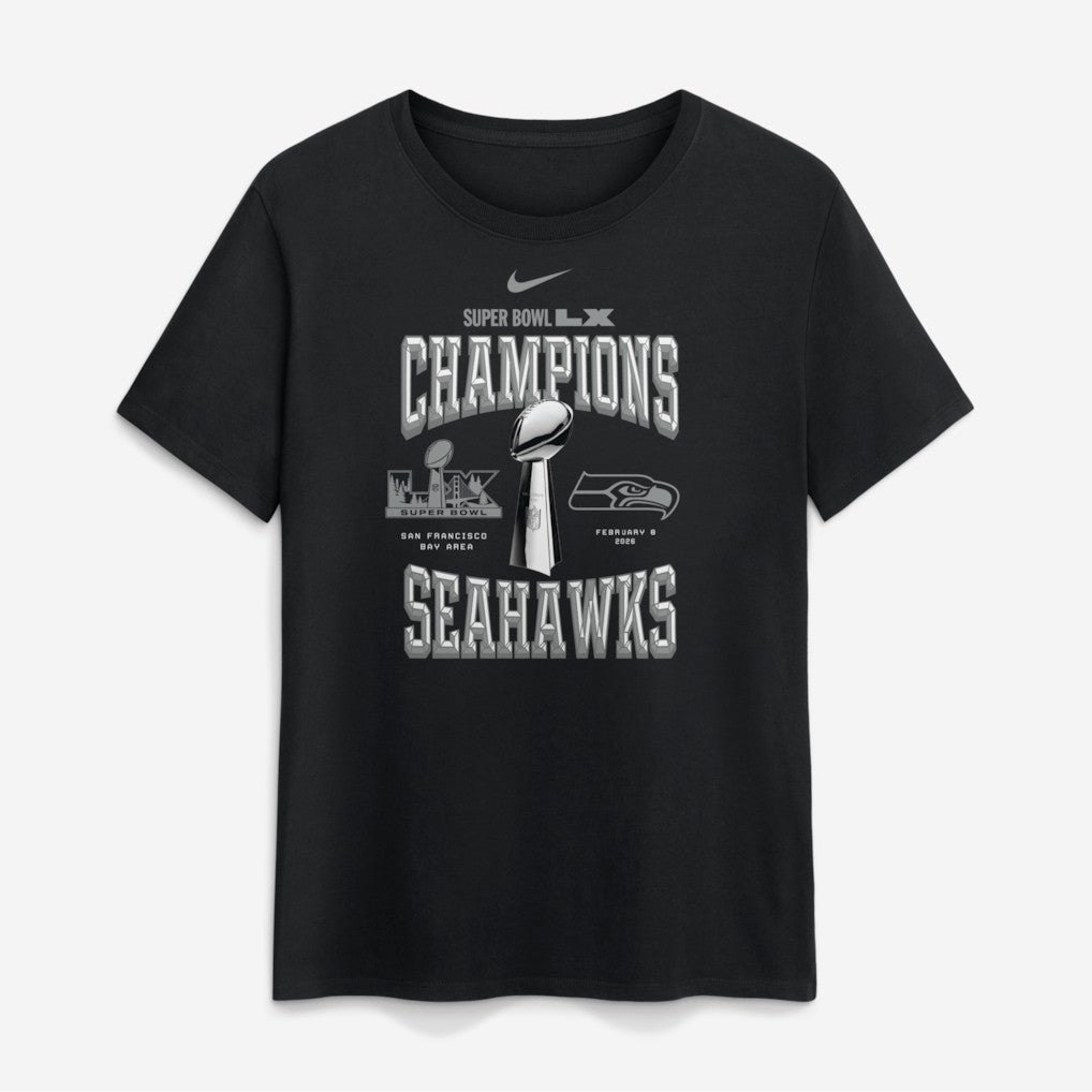 Nike Seattle Seahawks Women's Super Bowl LX Champions Locker Room Trophy Collection T-Shirt Black