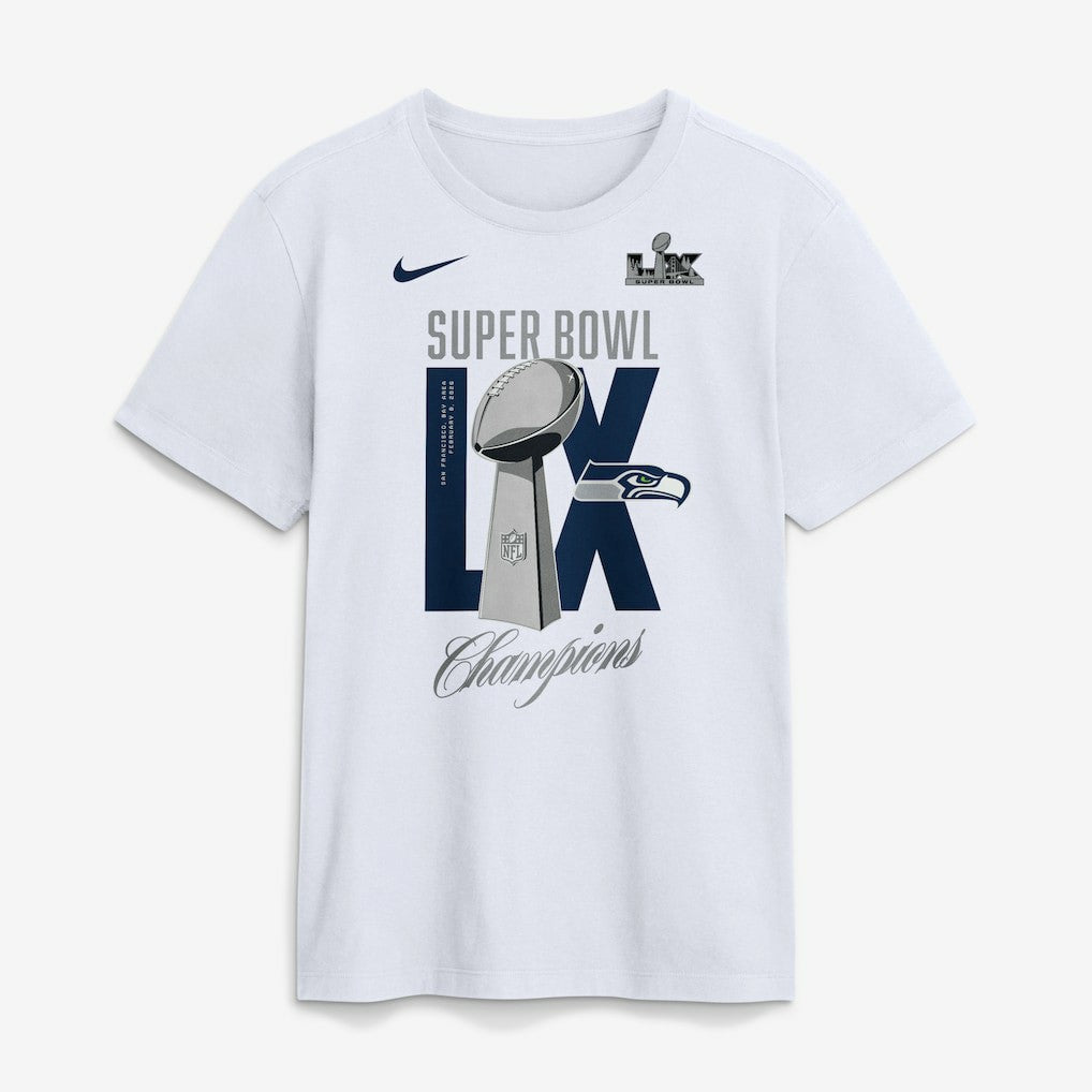 Nike Seattle Seahawks Super Bowl LX Champions Lombardi Trophy T-Shirt White